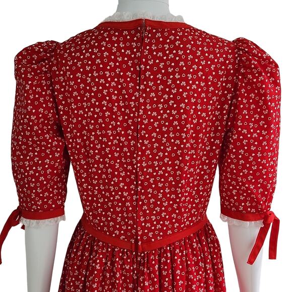 Cottagecore Ribbon Bows & Hearts Maxi Dress Size Small - Picture 9 of 13